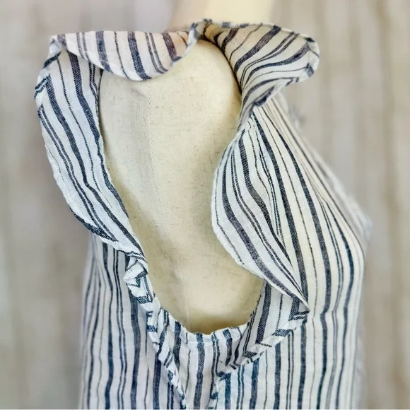 Old Navy | Linen-Cotton Striped Flutter Sleeve Top - Picture 6 of 12